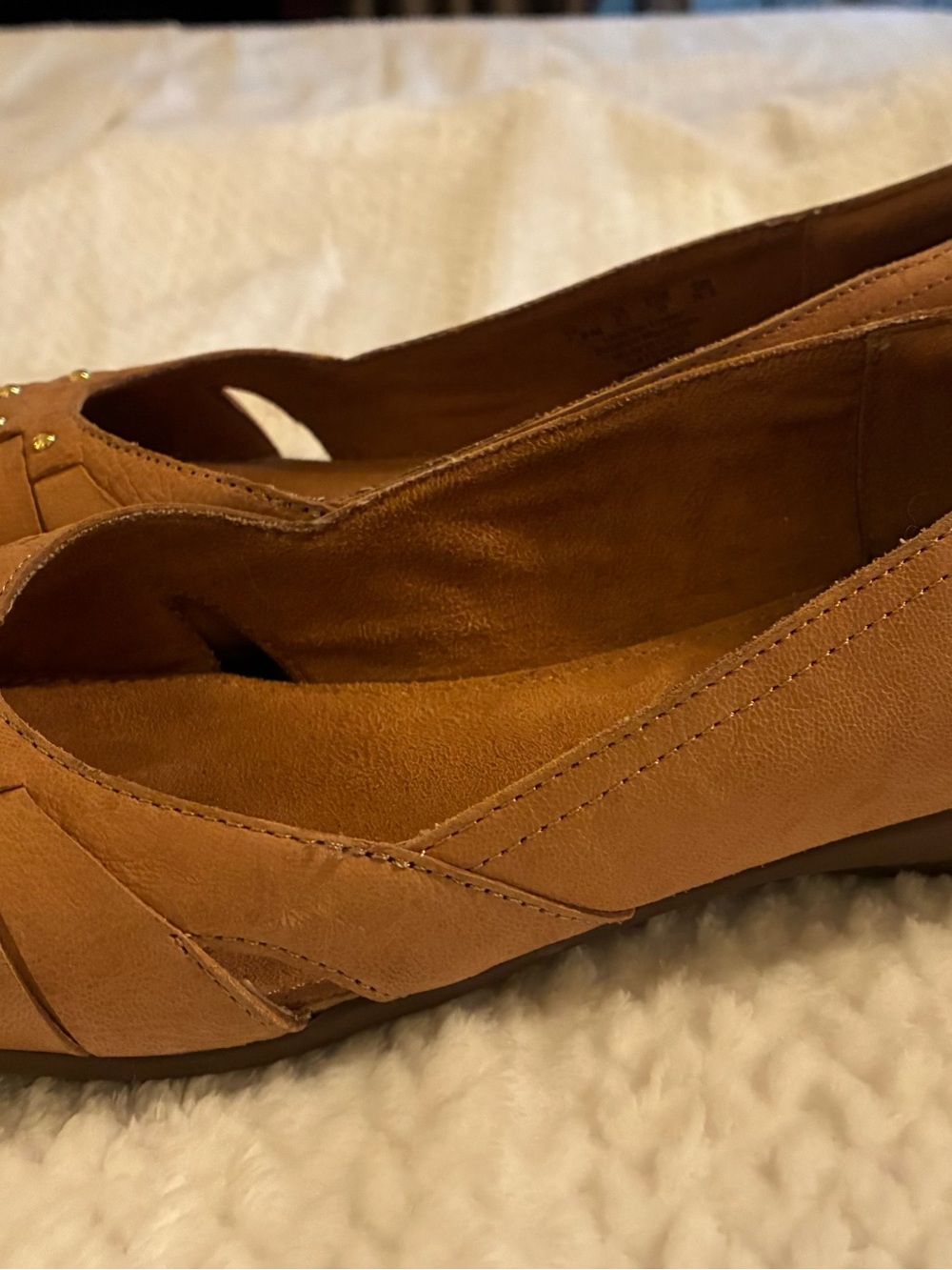 Naturalizer N5 Comfort Tan Cognac Leather Ballet Flats 7.5 Classic Vintage Y2K - Picture 4 of 8